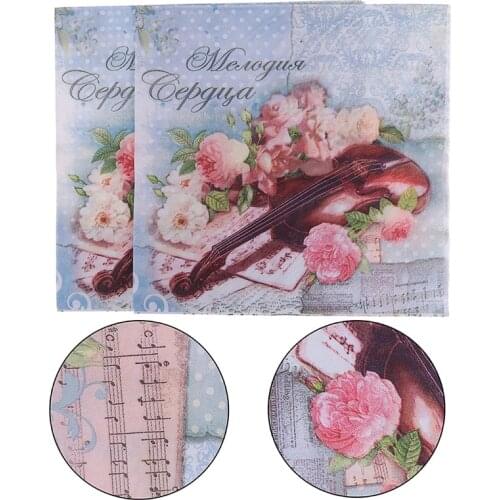 33*33cm 20pcs/lot Printed Napkin Paper Decoupage Table Paper Napkins Wedding Paper Rose Violin Festive Paper Decor