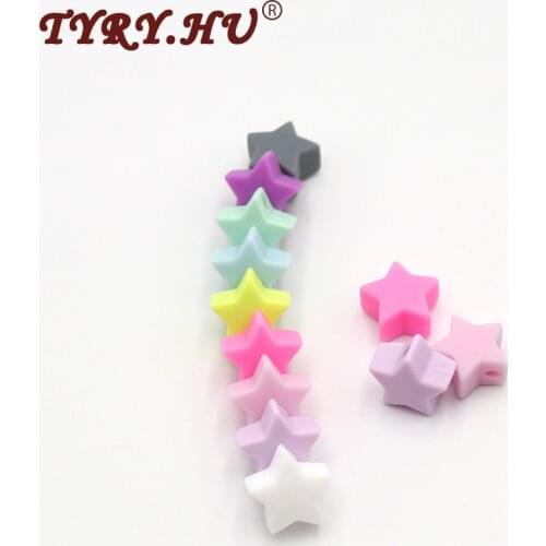 TYRY.HU 10Pcs/lot Star Shaped Food Grade Silicone Beads Baby Mordedor Silicona Infants Teething Toys Baby Dental Care Products