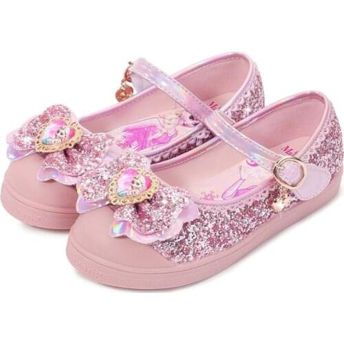 Disney New Frozen Childrens Dance Shoes Little girl Korean bowknot single shoes baby leather shoes