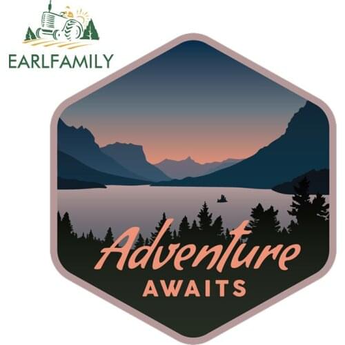 EARLFAMILY 13cm x 11.9cm for Adventure Awaits Car Sticker Refrigerator Motorcycle Decal Scratch-Proof Sunscreen Vinyl Car Wrap