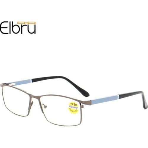 Elbru Retro Fashion Anti Blue Ray Reading Glasses Women Men Presbyopic Eyeglasses Metal Square Hyperopia Eyewear Diopter 1.0 4.0