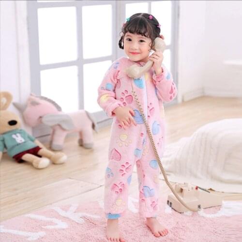 Flannel all-in-one sleeping bag for children sleeping bags for boys and girls baby climbing clothes for infants to be kicked by