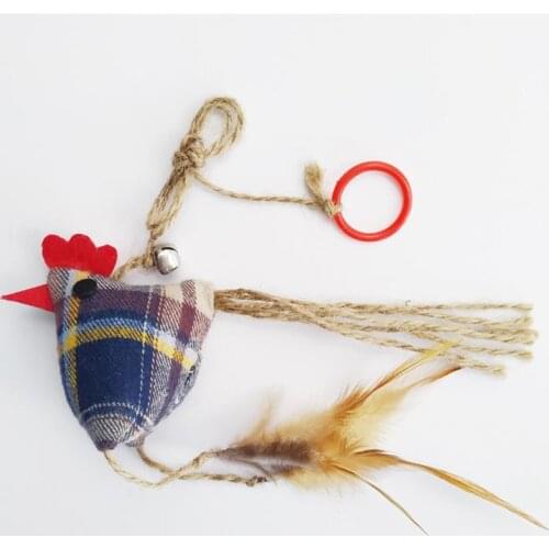 Pet Cat Toy Creative Training Plaid Chicken Cat Teaser Toy Cat Feather Toy