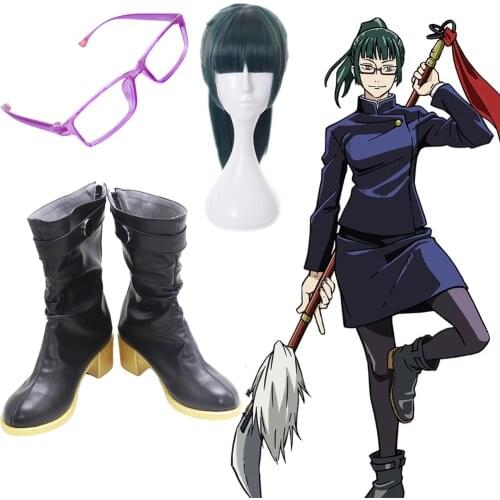 Jujutsu Kaisen Maki Zenin Cosplay Glasses Purple Half Frame Eyeglasses Without Lens Anime Costume Props Accessories Wig
