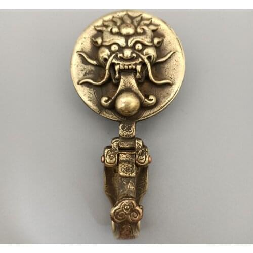 China Collection Brass Sculpture Dragon Head Belt Buckle Metal Crafts Home Decoration#2