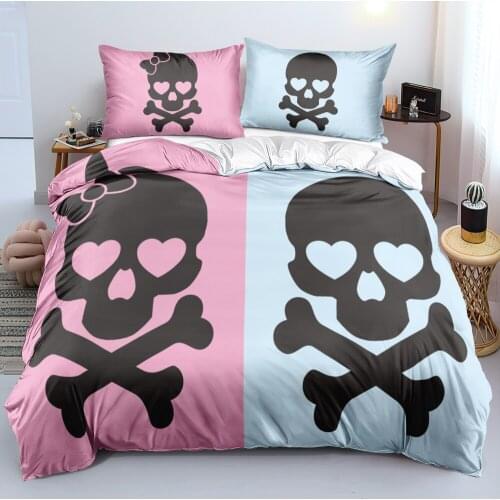 3D Skull Quilt Cover Set Pillow Shames Duvet Covers Sets Beddings Full King Queen Double Size Custom Design Black Bedclothes