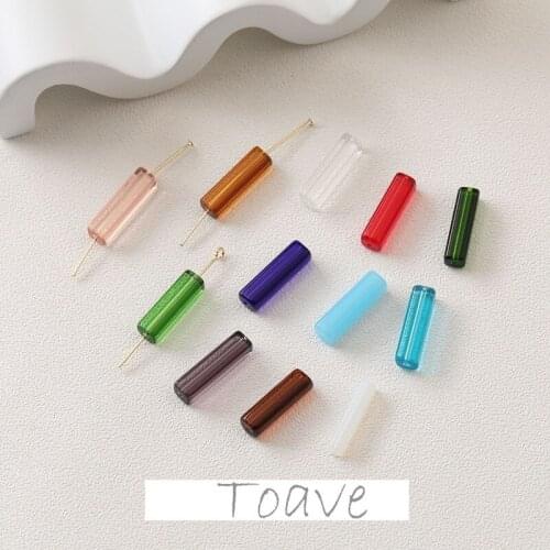 Square long transparent glass straight hole diy beaded earring necklace hand-made earring material accessories