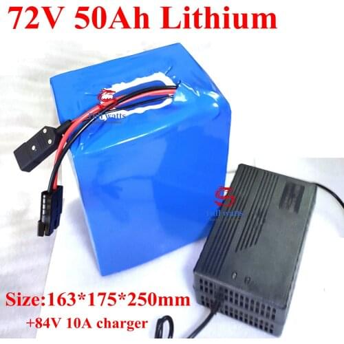 Power 72V 50Ah lithium li ion battery pack with BMS for 3000W 3500W electric motorcycle e-scooter EV forklift +10A Charger