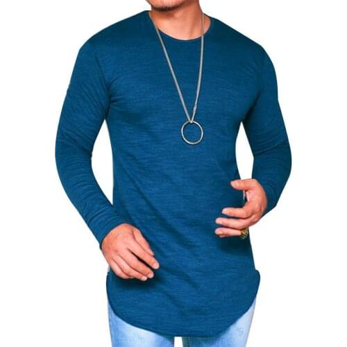 Men Autumn Solid Color O Neck Long Sleeve Cotton Thin T-shirt Bottoming Top