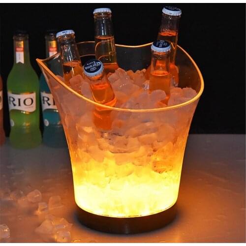 New LED Rechargeable Ice Bucket 5.5L Wine Whisky Ice Cooler Colors Changing Champagne Wine Buckets For Party Home Bar Nightclub
