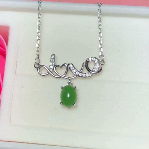 Fashion 925 sterling silver inlaid with natural Jasper necklace exquisite jewelry birthday gift