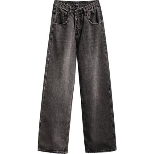 Spring Autumn Women High-waisted Wide-leg Jeans Loose Thin Drape Straight-leg Pants Plus size Womens Cotton Denim Trousers 5XL