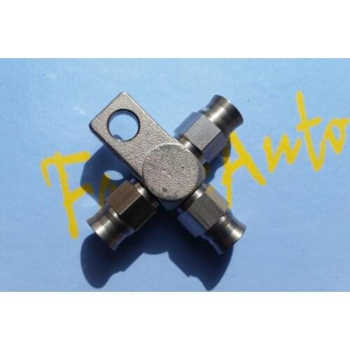 Stainless steel 3 way 3an an3 an-3 3/8-24unf thread Tee Block with Mount Tab ptfe brake hose end fitting