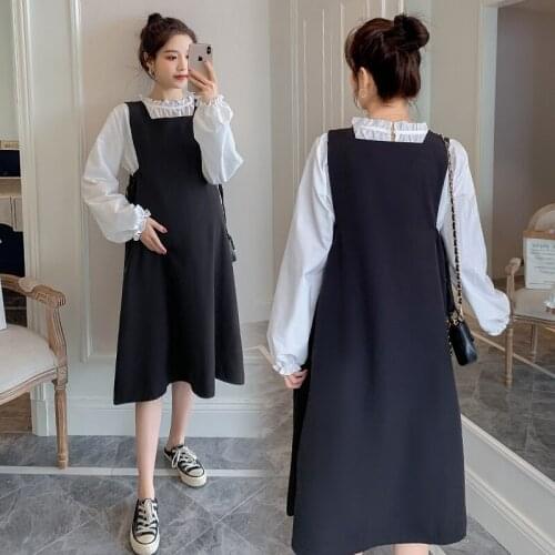 9618# Maternity Clothes Spring Autumn Slimming Suspender Pants Set