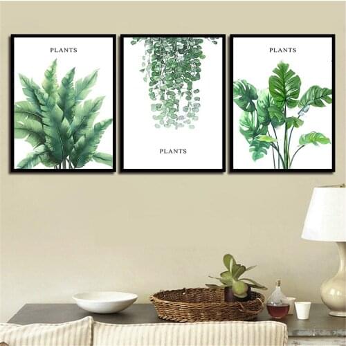 Waterproof Print Canvas Painting Stylish For Living Room Modern Green Plants Series Poster Nordic Wall Artwork Unframed