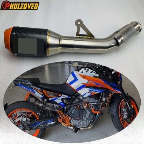 Titanium Alloy Motorcycle Exhaust Slip-on for KTM 790 Duke 2019-2020 with Carbon Exhaust Muffler Escape Titanium Link Pipe Cover