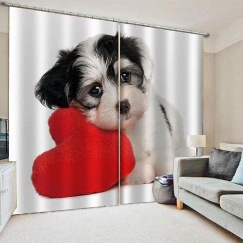Cute Cartoon Animal Printed Curtain Living Room Dogs Cats Curtain Polyester Fabric Bedroom Decorative Curtains Treatment Drapes