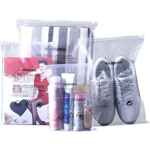 30*40cm*12silk Clothing Zipper Bag Clothes Storage Packaging Bag Transparent Tape Warning