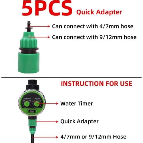 5PCS 3/4" Garden Accessories Quick Adapter Watering Hose Connection With Adjustable Spary Drip and Nozzle