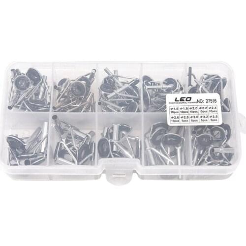 80Pcs Diy Eye Rings Fishing Rod Guide Tip Set Repair Kit For Fishing Rods Stainless Steel Frames With Box Fishing Tackle