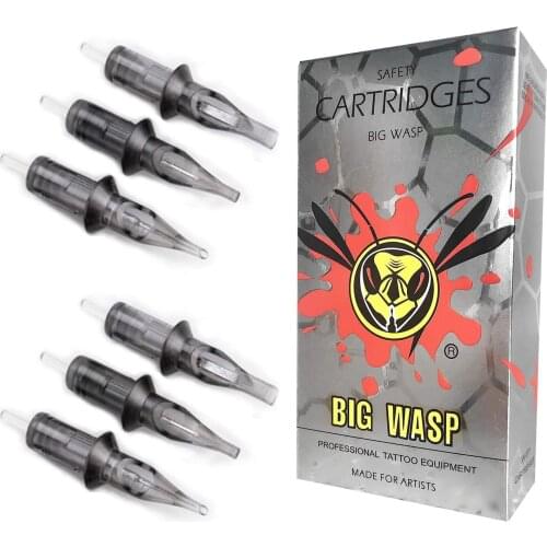 BIGWASP 20pcs/bos Evolved Gray Disposable Sterilized Safety Tattoo Needle Cartridges - Round Liners 1/3/5/7/9/11/13/14RL