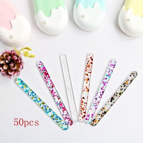50 pcs Glitter acrylic Ice Cream Sticks Popsicle Crafts DIY Handmade Making Crafts for Birthday Party Cake Decorations