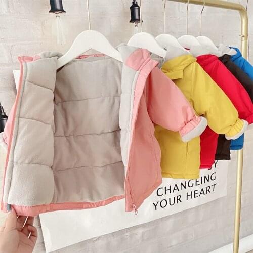 Childrens Down Padded Jacket Boys and Girls Autumn and Winter Plus Velvet Warm Cotton Clothing