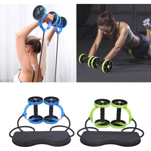 Double Wheel w/ Mat Abdominal Muscle Trainer Waist Fitness Home Gym