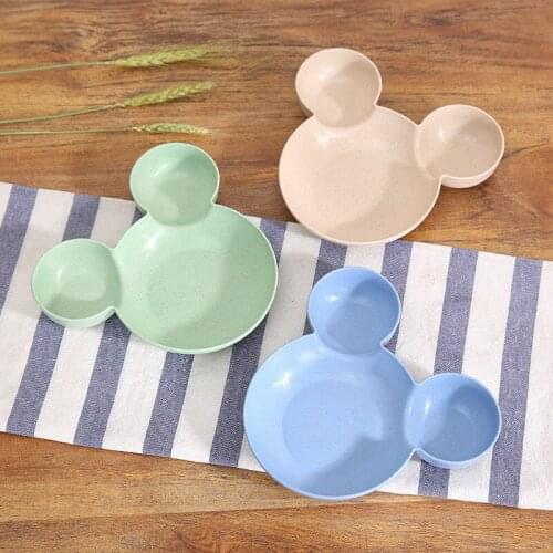 Environmental Wheat Straw Infants Baby Spoon Bowl Set Children Creative Cartoon Minnie Dinnerware Set Kids Dishes Tableware