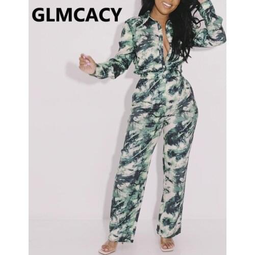 Two Piece Elegant Suits Long Sleeve Button Down Shirt & Slim Pants Set