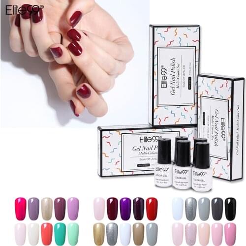 Elite99 5pieces/Lot Gift Sets Box 7ml UV Hot Sales Color Pure Color Gel Polish Vernis Soak Long Lasing Nail Primer Gel Varnishes