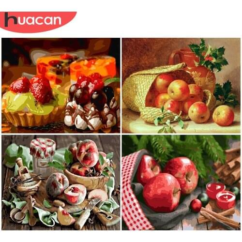 HUACAN DIY Painting By Numbers Fruit Drawing On Canvas Food Pictures By Number Kits Hand Painted Paintings Art Gift Home Decor