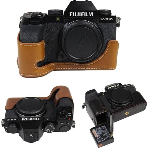 PU Leather Case camera bag For Fujifilm Fuji XS10 X-S10 Half body cover shell With Battery Bottom Opening