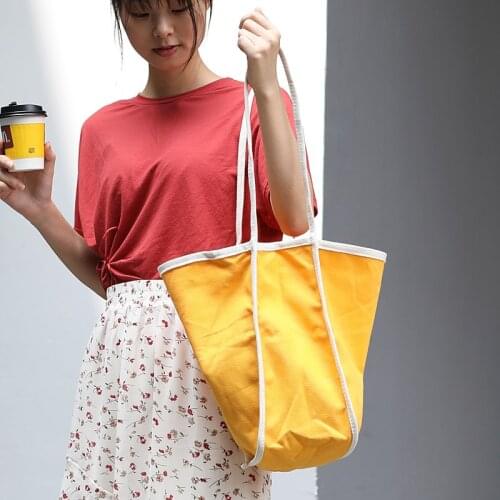 Korean Version Brown Sugar Fruit Color Canvas Simple Little Fresh Student Shoulder Bag Color Matching Large Capacity Handbag