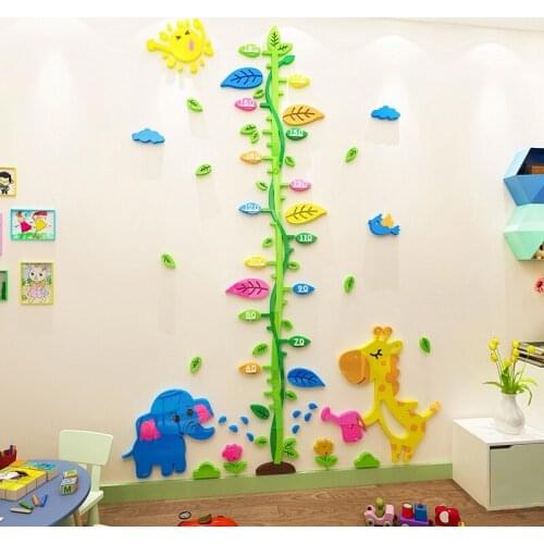 Creative sapling Acrylic 3D height sticke DIY cartoon childrens room cartoon baby measuring height wall sticker bedroom