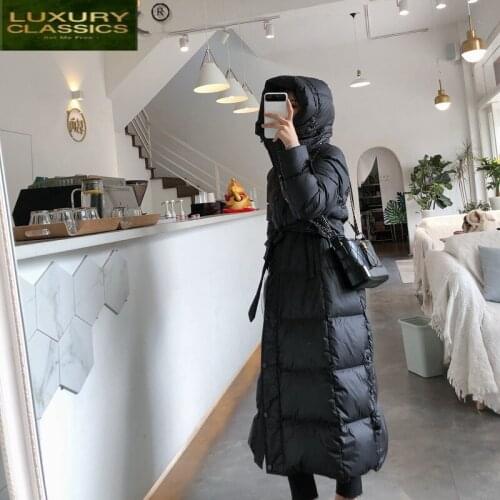 90% White Duck Down Jacket Woman Long Female Winter Coat Korean Style Women Parkas Hooded Fashion 2021 Mujer Chaqueta 812