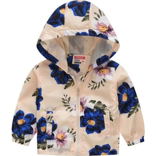Spring Clothing Boys Girls Coat Long Sleeve Zipper Hooded Jacket Polyester Printed Coat Children Clothes Kids Coat Multicolor