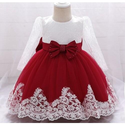 2021 Summer Clothes Baby Girl Dress Long Sleeve 2 1st Birthday Dress For Girl Frock Party Princess Baptism Dress Infant Flower