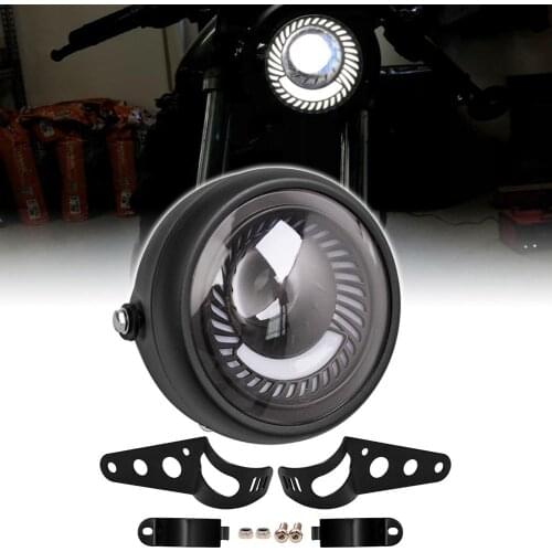 Motorcycle 6.5'' Cafe Racer Vintage Universal LED Protection Headlight High Low Beam With Bracket For Harley Choppers Custom