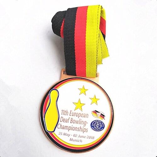 Custom Bowling Sports Medal With Neck Lanyard