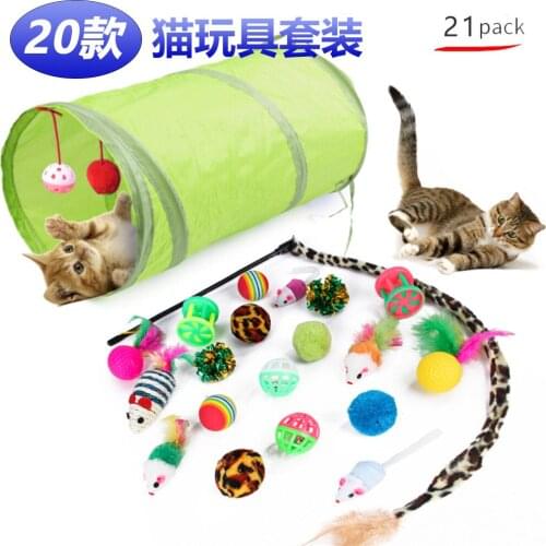 Cat Toy Set New Pet Toy 21 Set Cat Channel Funny Cat Stick Mouse Supplies