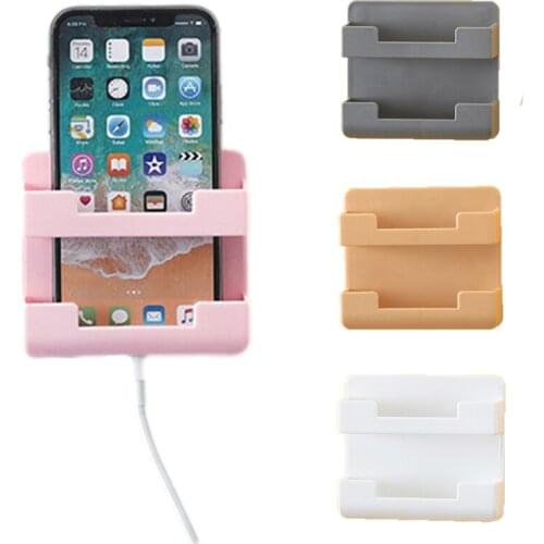 Wall Mounted Phone Holder TV Air Conditioner Remote Control Storage Box Mobile Phone Charging Stand Bracket Adhesive Wall Holder