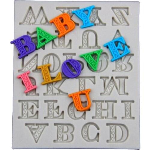 New Delicate Lace Letters Alphabet Silicone Biscuit Cake Molds Fondant Cookie Mousse Chocolate Mold DIY Cake Decoration H695