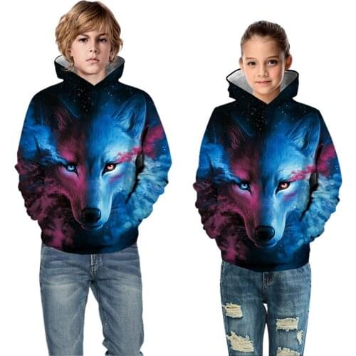 3-12 Years 3D Print Lion Boys Hoodies Teens Autumn Hooded Sweatshirt For Boys Kids Clothes Long Sleeve Pullover Tops