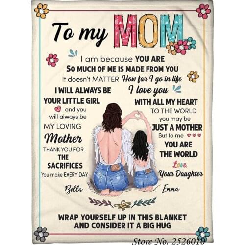 Throw blanket A Letter to My Mom 3D Velvet Plush Blanket Bedspread For Boys Girls Sherpa Blanket Couch Quilt Cover Travel 48