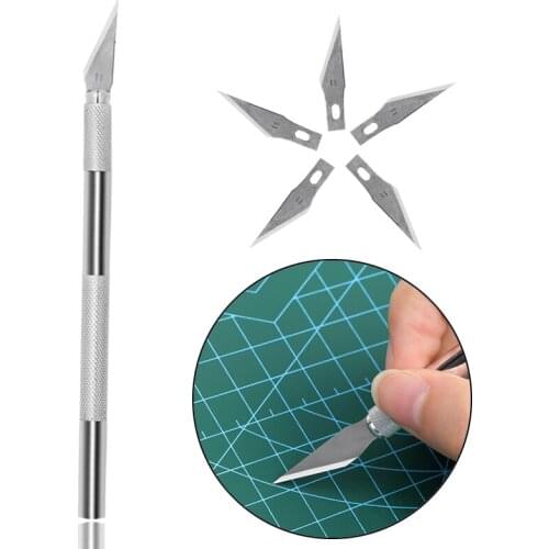 Nonvor Stainless Steel Carving Knife precision knife Amateur Razor 1 Carving Pen+5 Blades Pole Knife Leather Engraving Knife