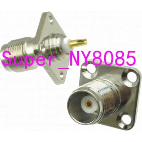 Connector TNC female jack 4-holes flange solder cup Panel mount Straight