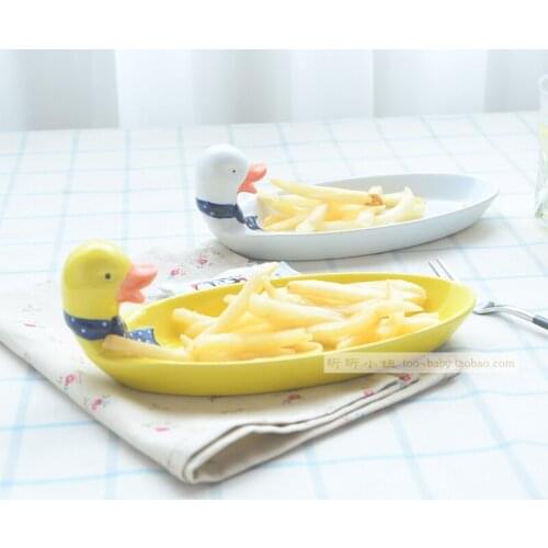 Stay Meng duck French fries dish creative childrens cartoon breakfast dishes with small plates featuring KTV ceramic dishes