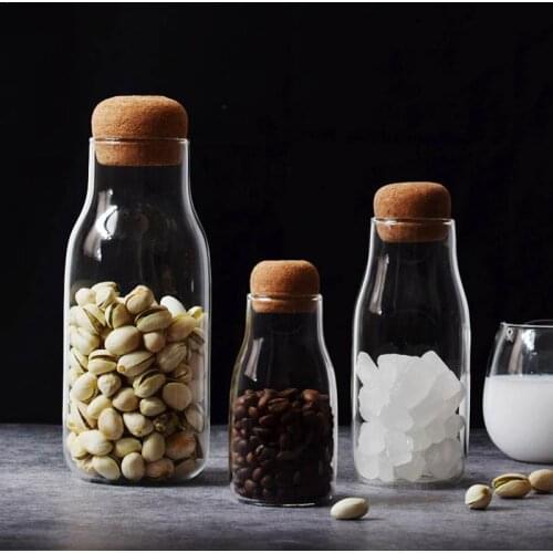 Glass Jars Transparent Storage Can Cork Stopper Bottle Small Glass Bottle Containers Sealed Tea Coffee Storage Tank