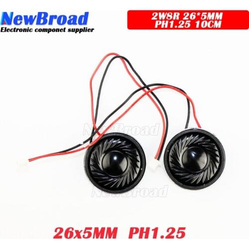 2pcs New Ultra-thin speaker 8 ohms 2 watt 2W 8R speaker Diameter 26MM 2.6CM thickness 5MM with 1.25mm terminal wire length 10CM